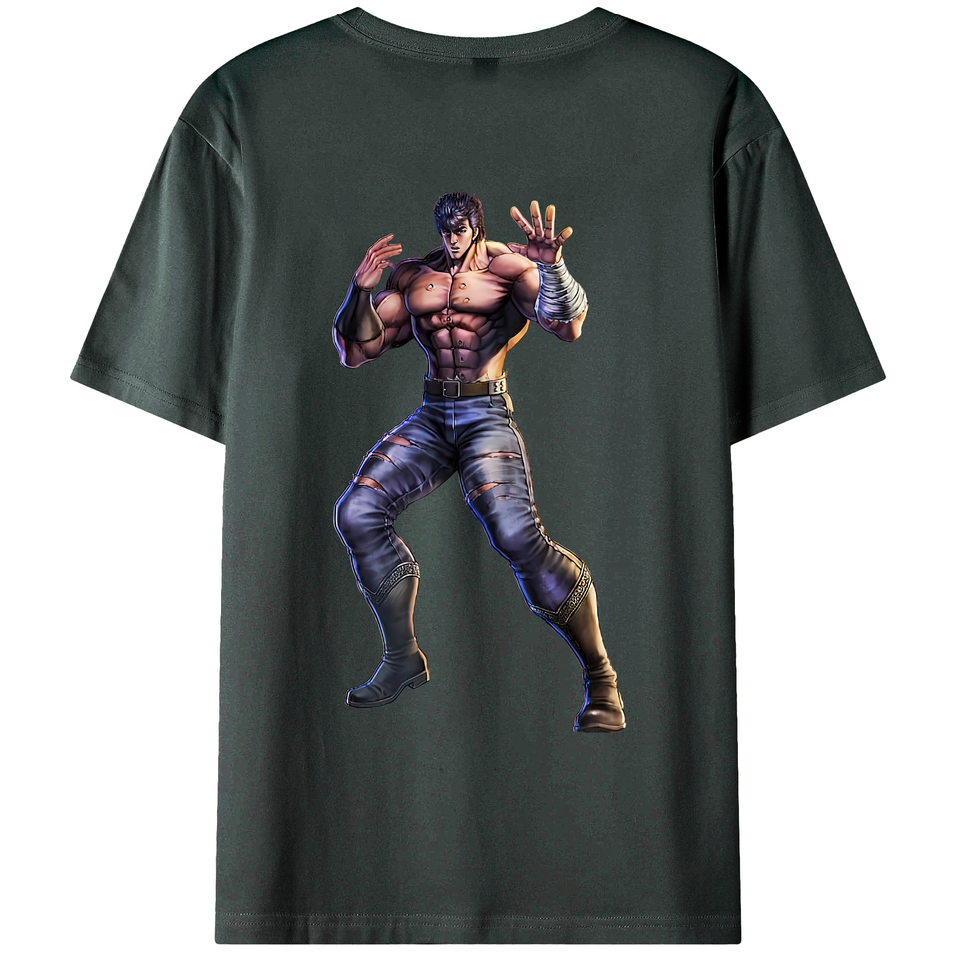 （画像用） 北斗の拳 Fist of the North Star 綿100％ メンズ半袖Tシャツ（バックプリント） 通気性